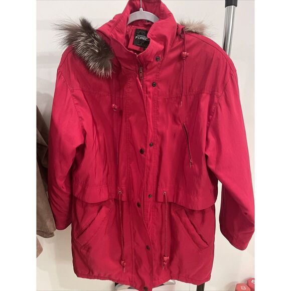Women's Coat, Forecaster Of Boston size M Quilted Detachable Faux Fur Hood Red - Picture 1 of 7